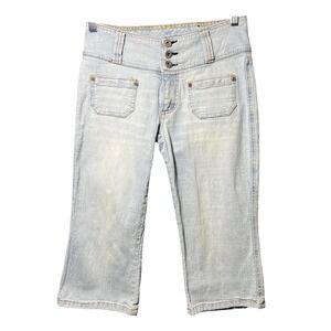 Bongo Vintage Y2K Light Wash Capri Low Rise Jeans Flap Pocket Size 7 Cropped